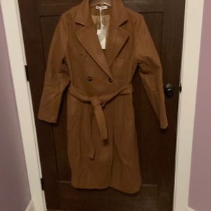 New Grace Karin Double Breasted Notched Lapel Pea Coat, size XL